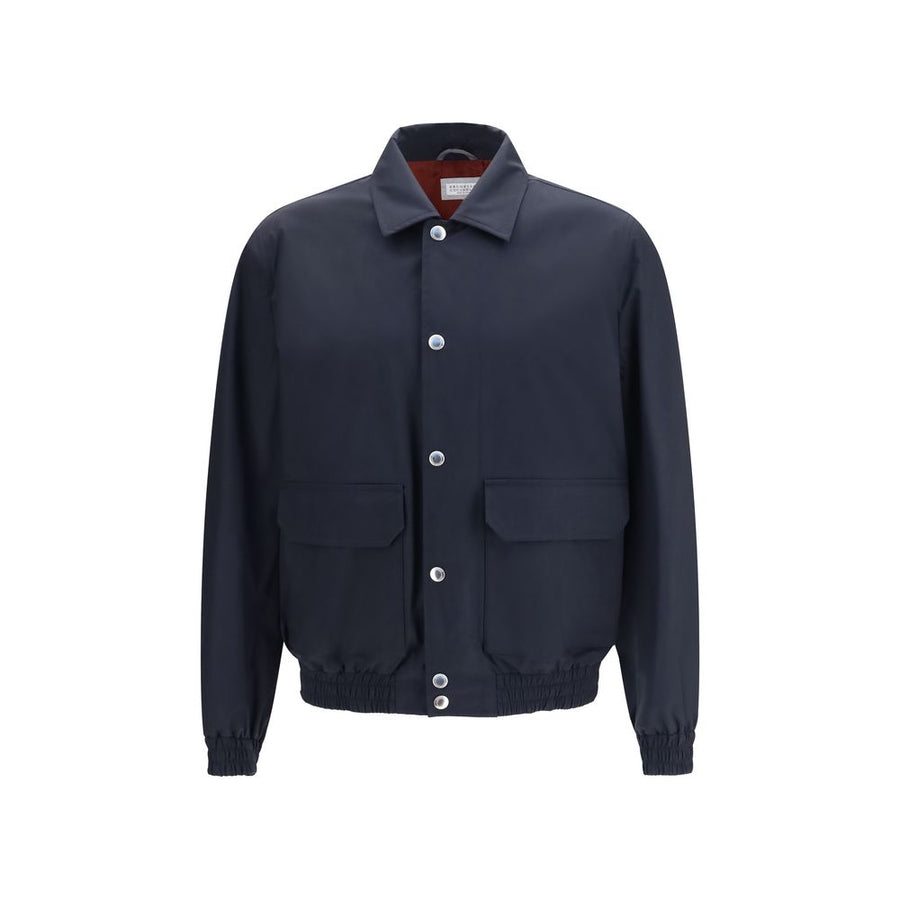 Blue Silk Biker Jacket