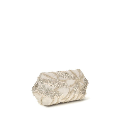 Beige Silk Shoulder Bag