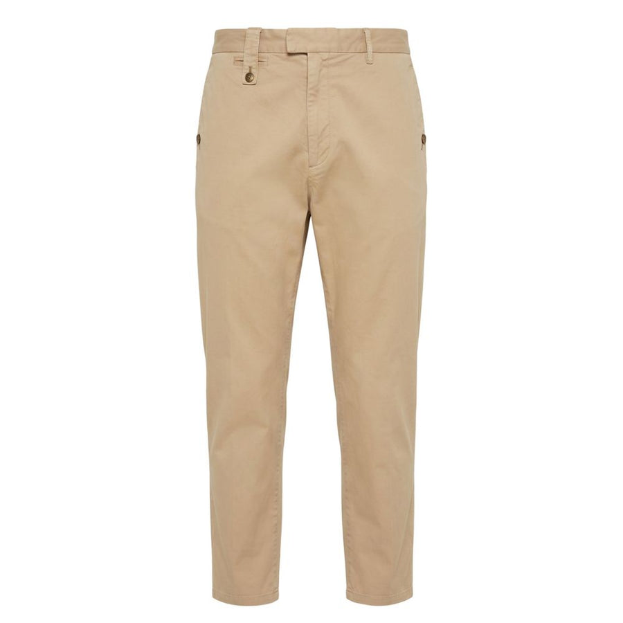 Beige Cotton Men Pants