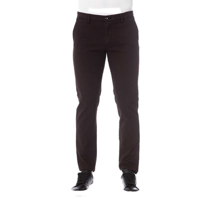 Brown Cotton Men Trouser