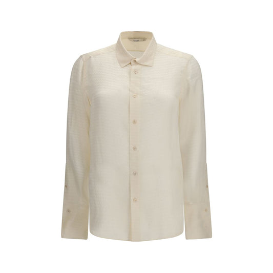 Beige Silk Pattern Shirt