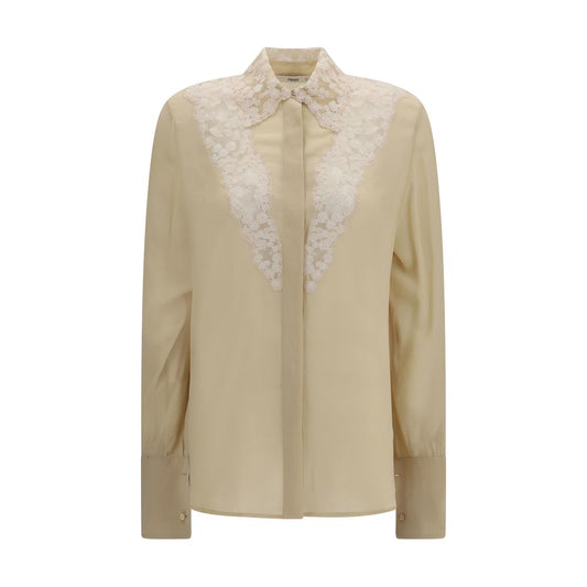 Beige Silk Dress Shirt