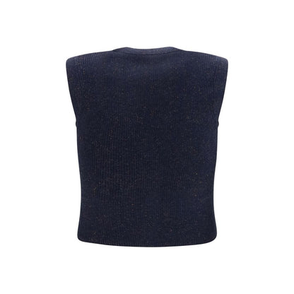 Blue Cashmere Sleeveles Sweater