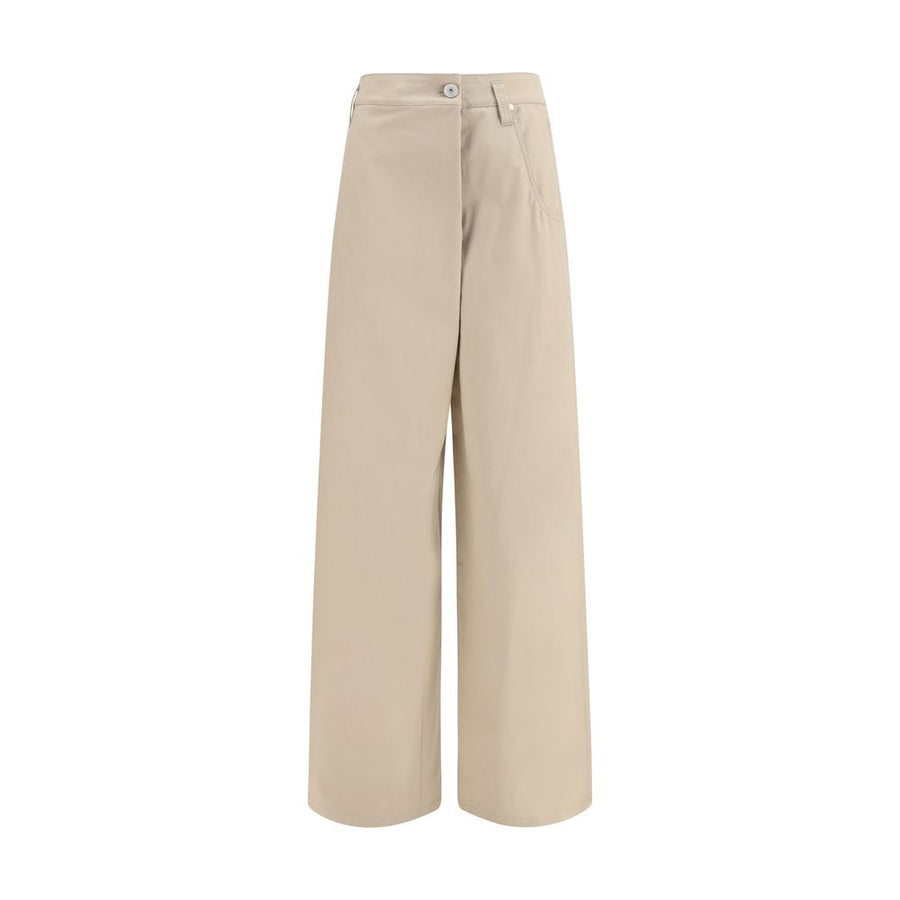 Beige Cotton Casual Pants