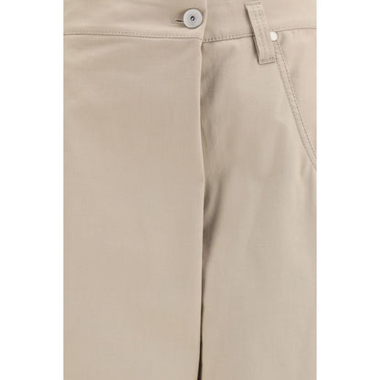 Beige Cotton Casual Pants
