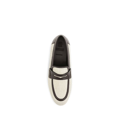 Beige Polyamide Slip-On Loafers