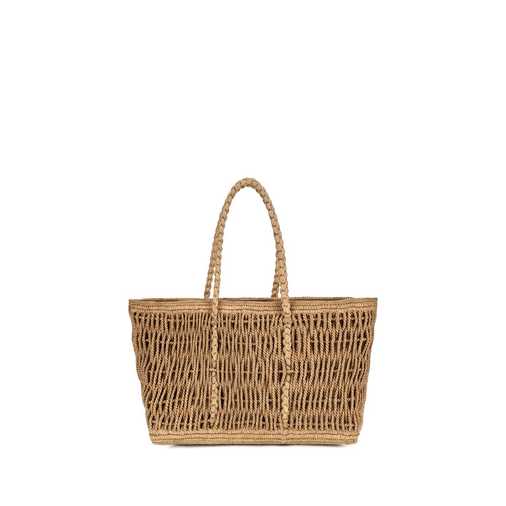 Beige Raffia Shoulder Bag