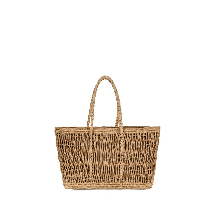 Beige Raffia Shoulder Bag