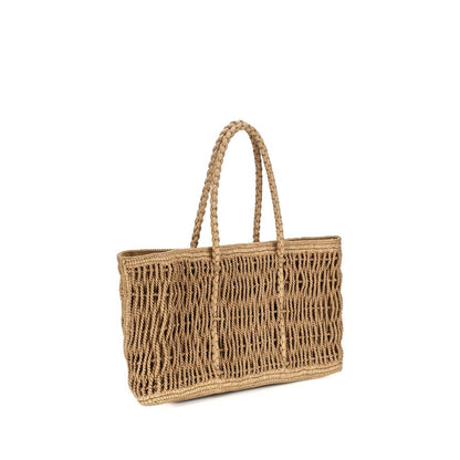 Beige Raffia Shoulder Bag