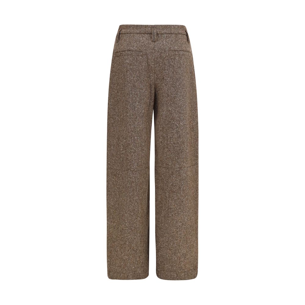 Brown Wool Oves Aries Casual Pants
