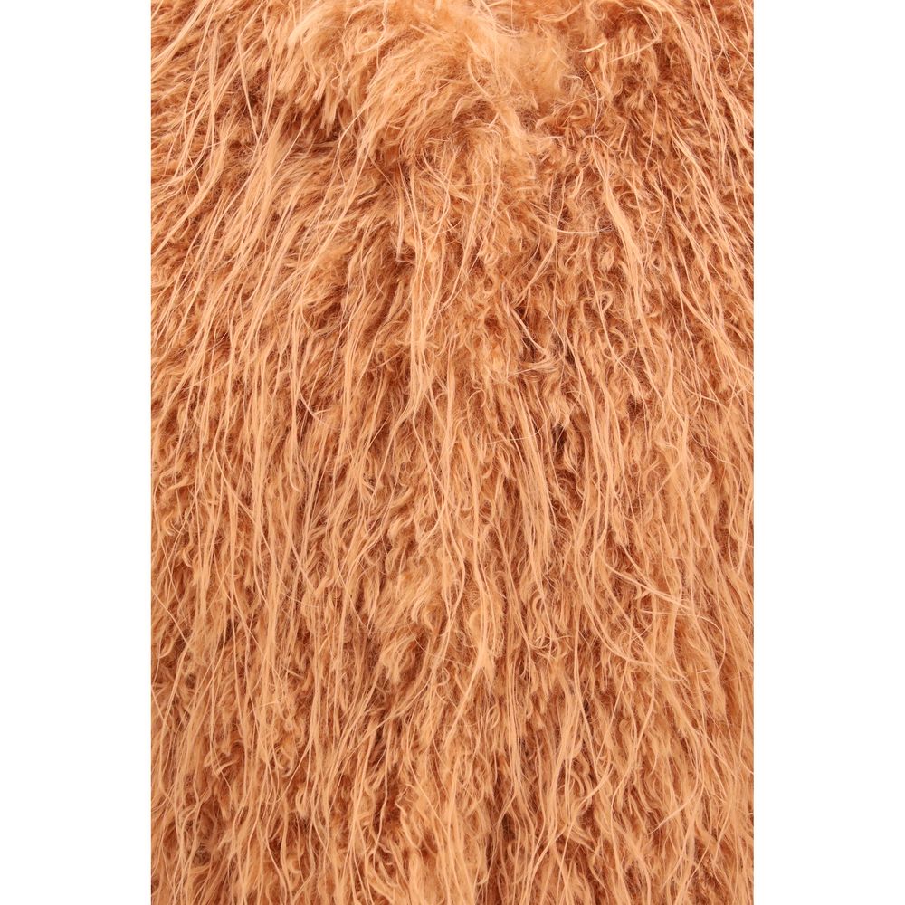 Orange Polyester Sleeveless Jacket