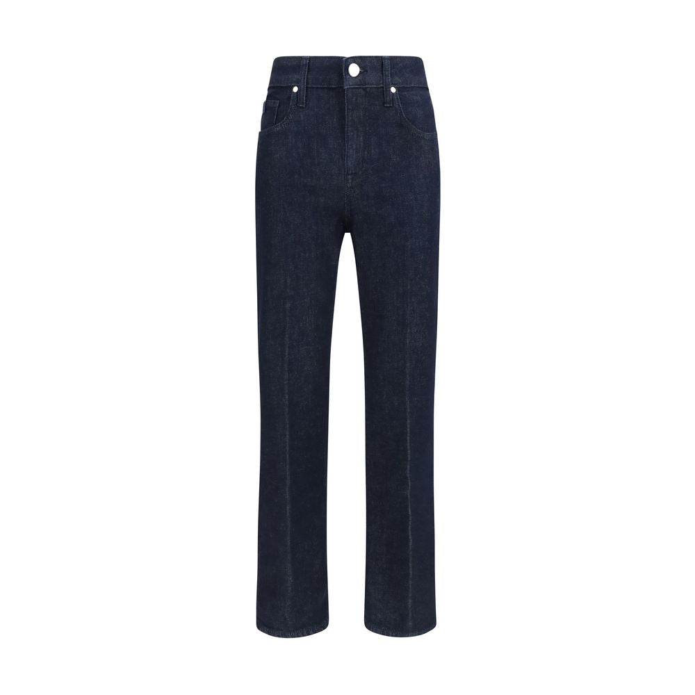 Blue Polyester Cropped Jeans