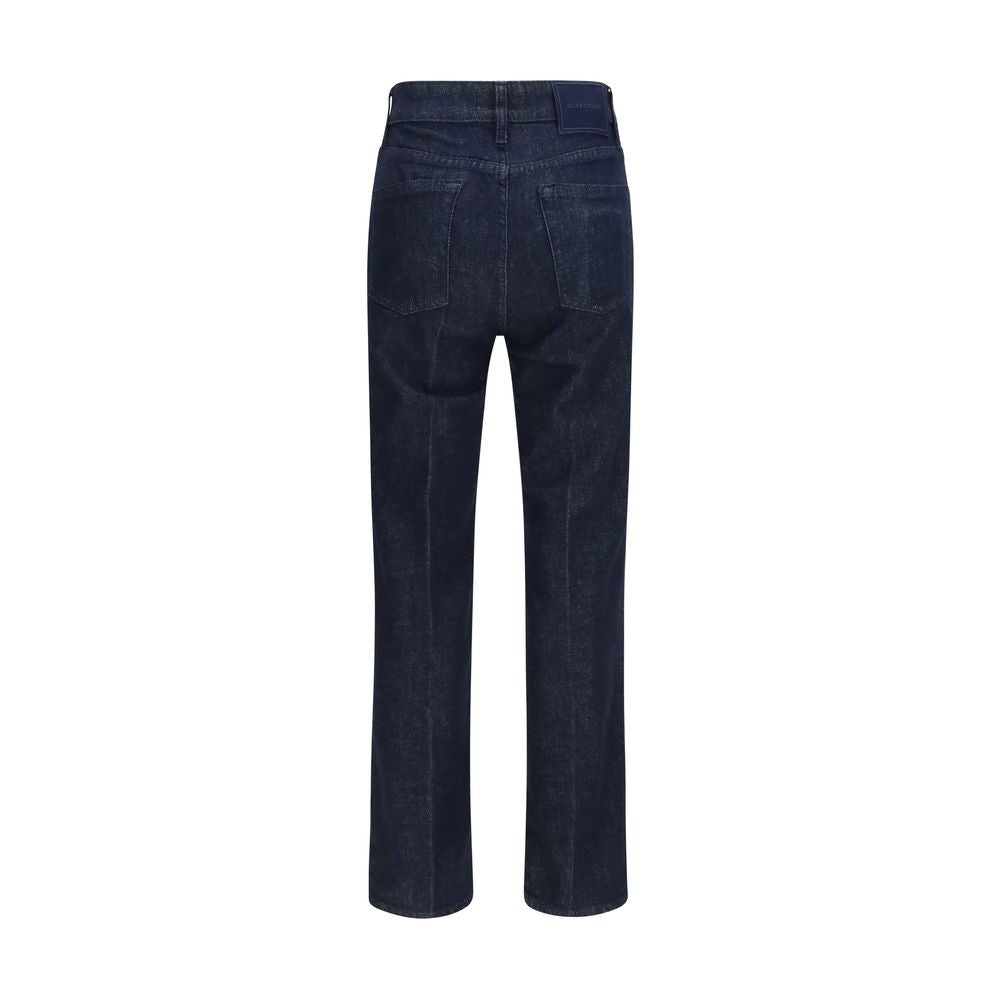 Blue Polyester Cropped Jeans