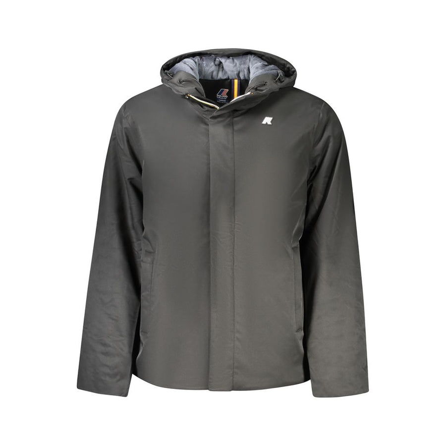 Nero Poliestere Uomo Jacket with Hood and Pockets