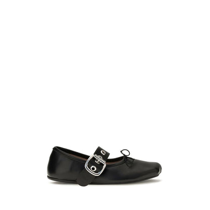 Black Calf Leather Bos Taurus Ballet Flats