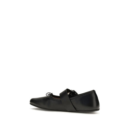 Black Calf Leather Bos Taurus Ballet Flats