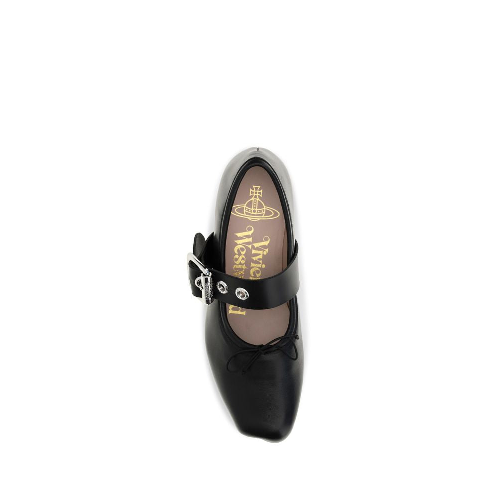 Black Calf Leather Bos Taurus Ballet Flats