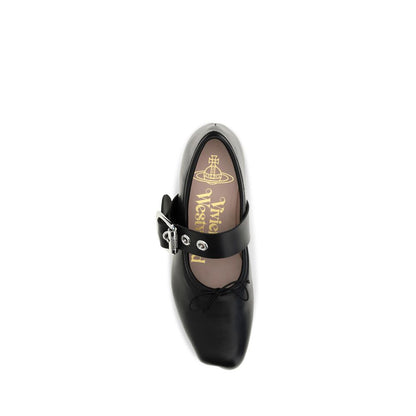 Black Calf Leather Bos Taurus Ballet Flats