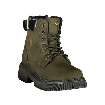 Green Polyester Ankle Boots