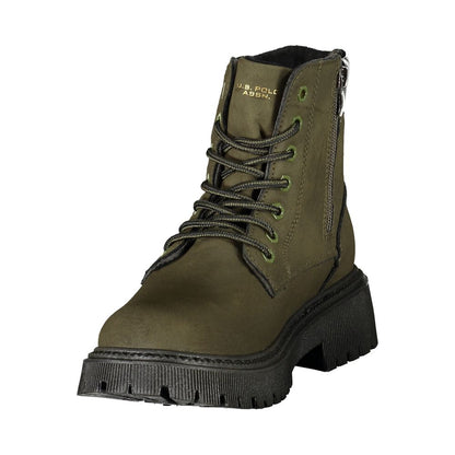 Green Polyester Ankle Boots