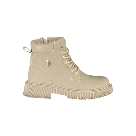 Beige Polyurethane Women Boot