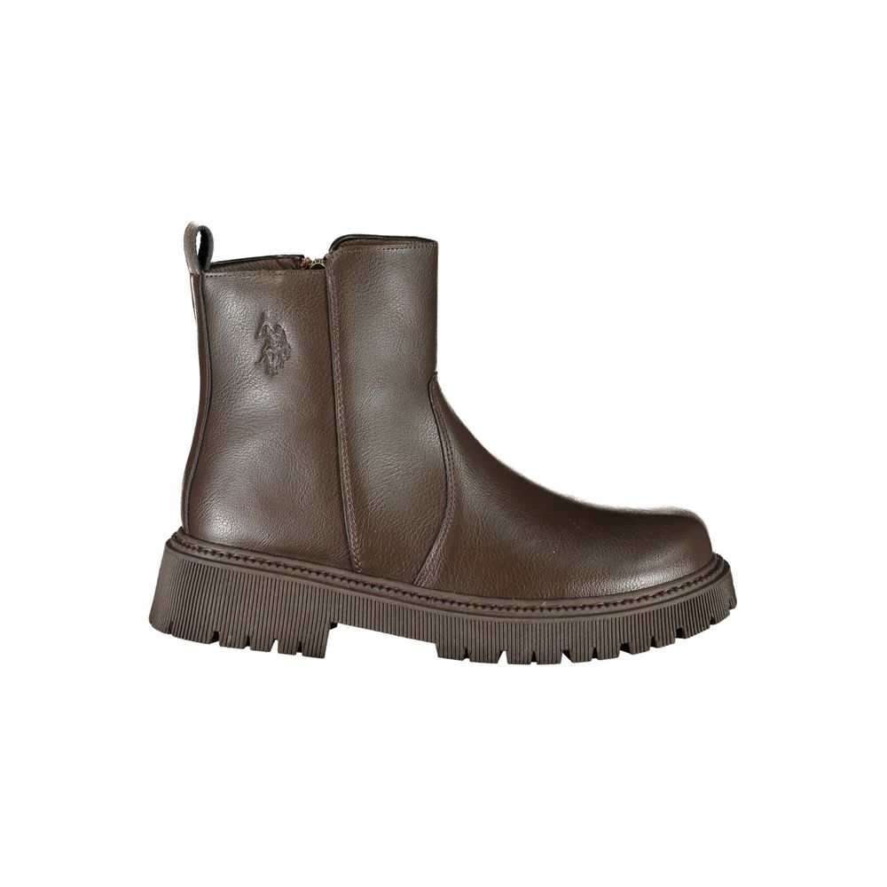Brown Polyethylene Ankle Boots