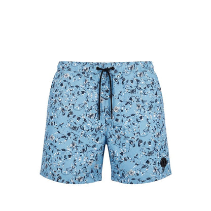 Light Blue Polyester Men Swim Trunk