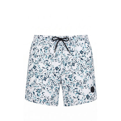 White Polyester Men Swim Shorts