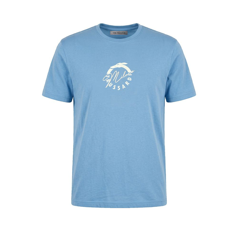 Light Blue Cotton Men T-Shirt
