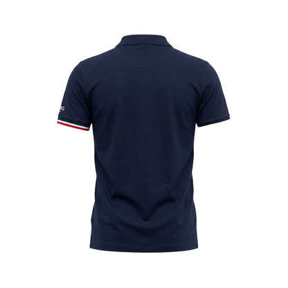 Blue Cotton Men Polo Shirt