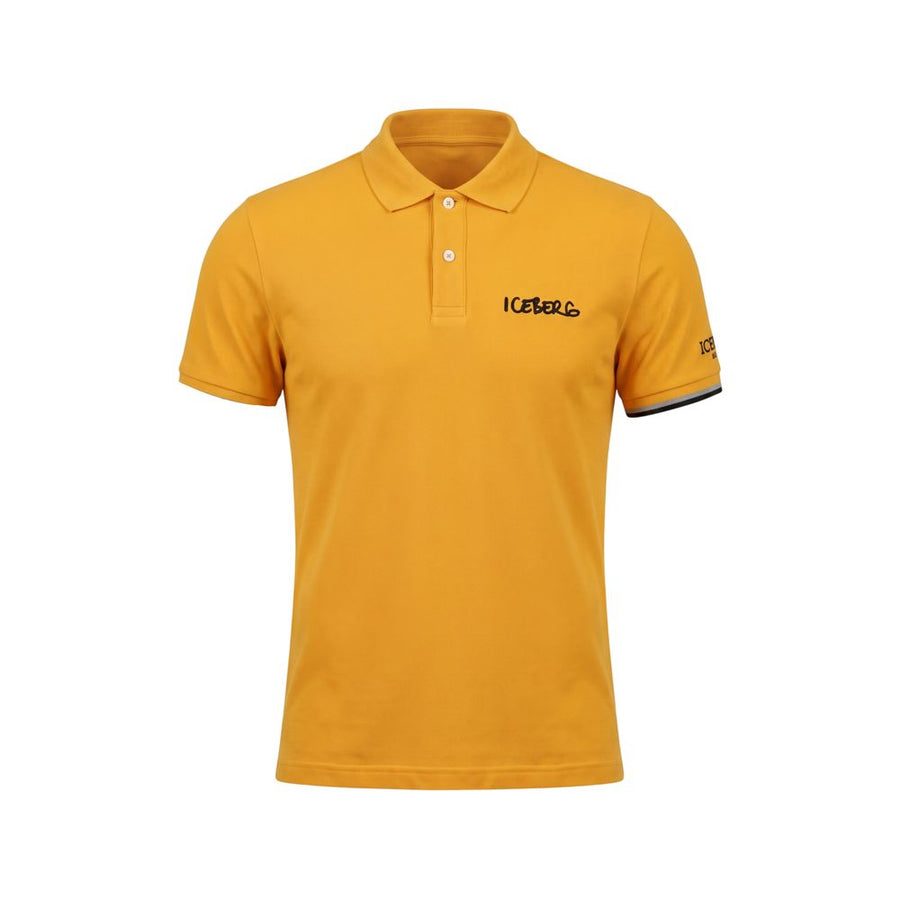 Yellow Cotton Men Polo Shirt