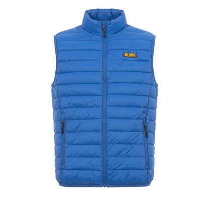Blue Polyester Men Sleeveless Jacket
