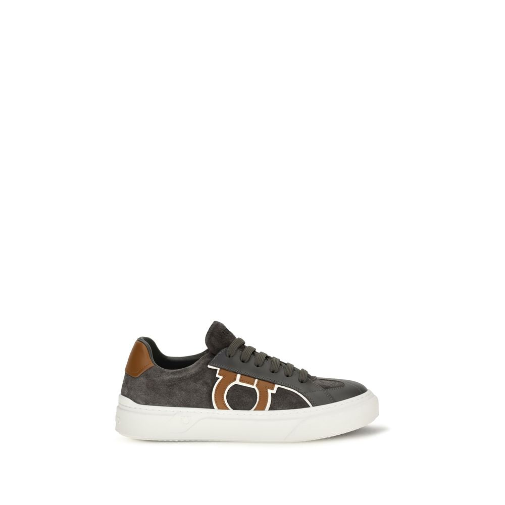 Gray Suede Leather Low Top Sneakers