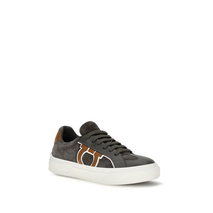 Gray Suede Leather Low Top Sneakers