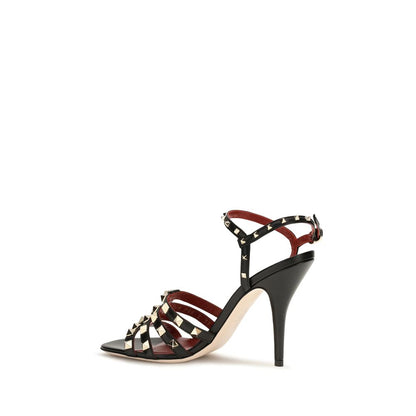 Black Goatskin Stiletto Heel Sandals