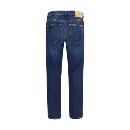 Blue Cotton Straight-Leg Jeans
