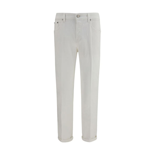 White Cotton Slim Fit Jeans