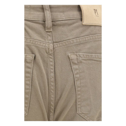 Beige Cotton Slim Fit Jeans