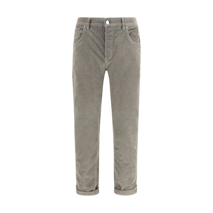 Gray Cotton Casual Pants