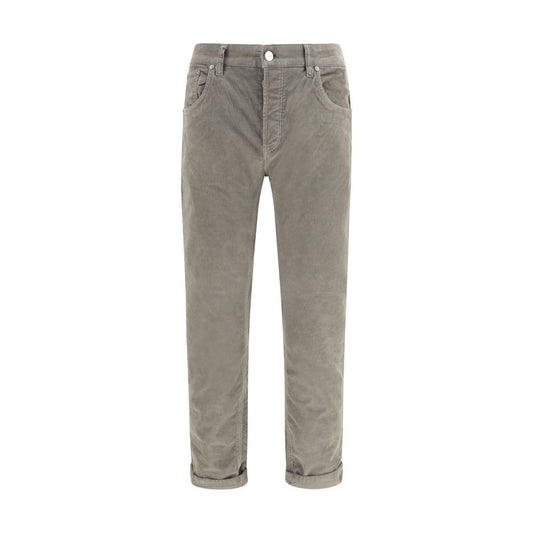 Gray Cotton Casual Pants