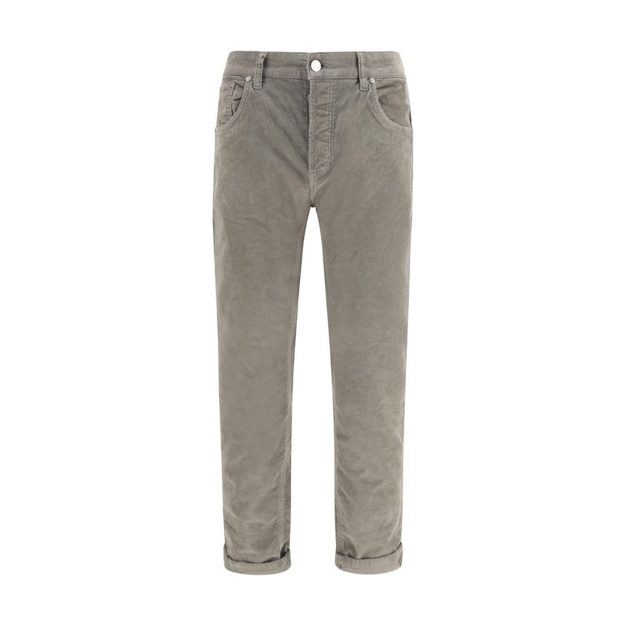 Gray Cotton Casual Pants
