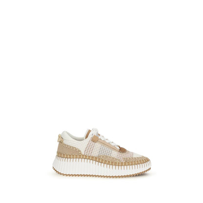Beige Nylon Athletic Sneakers