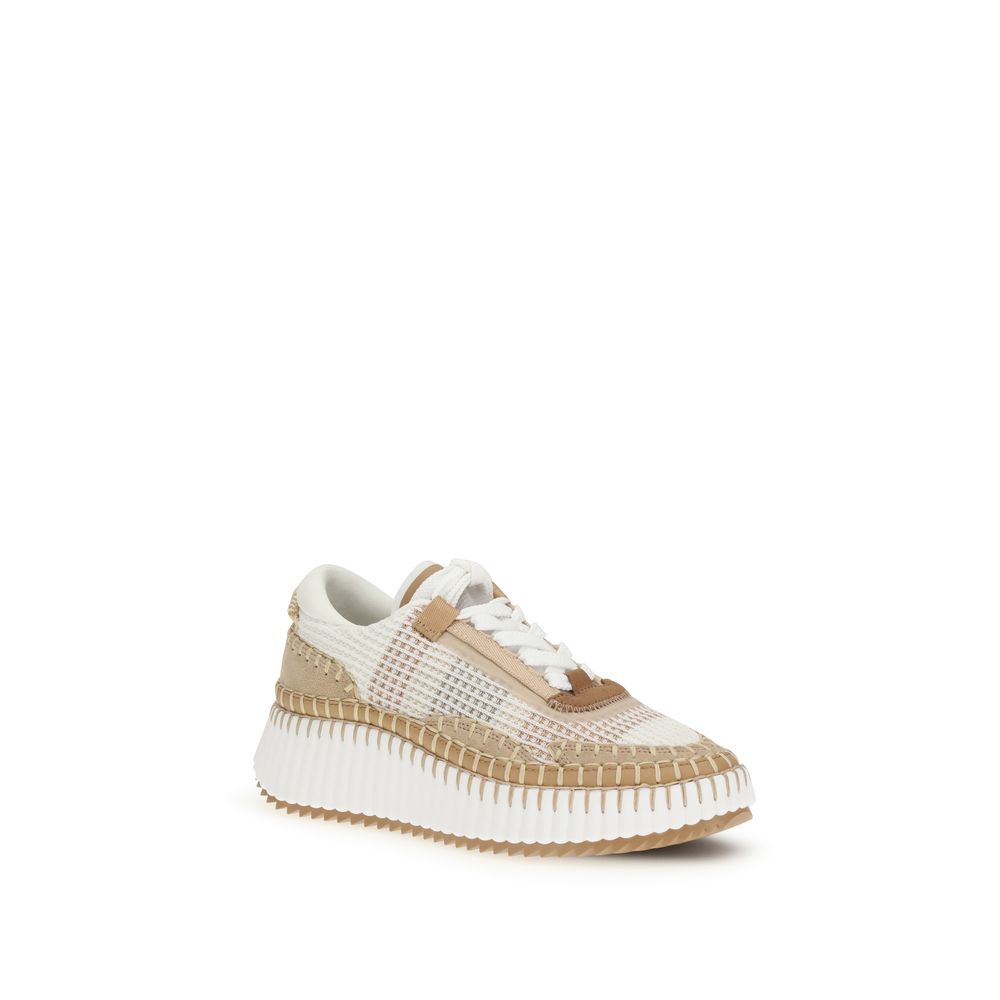 Beige Nylon Athletic Sneakers