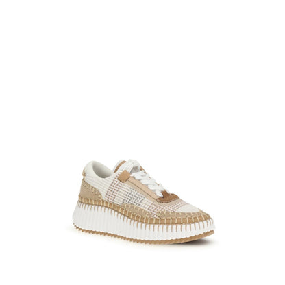 Beige Nylon Athletic Sneakers