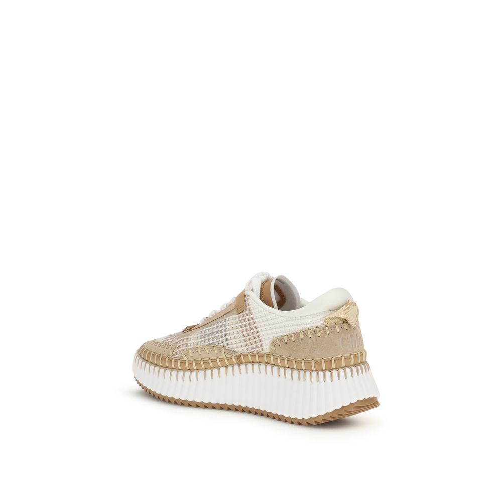Beige Nylon Athletic Sneakers