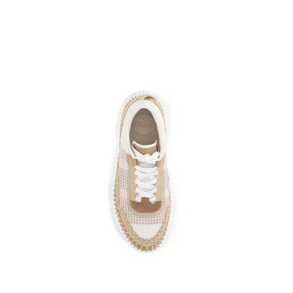 Beige Nylon Athletic Sneakers