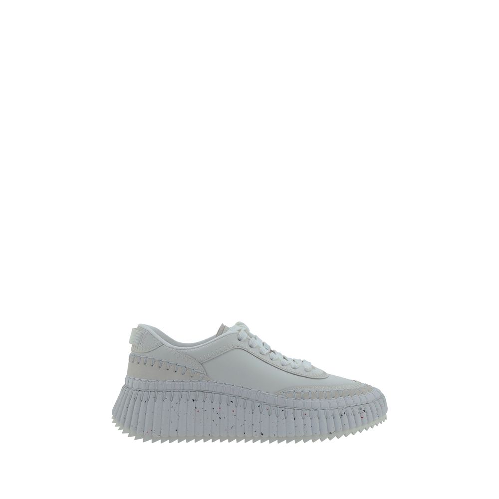 White Calf Leather Bos Taurus Platform Sneakers