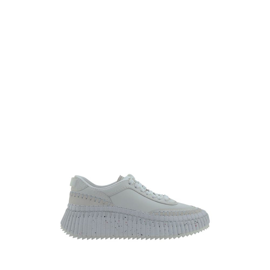 White Calf Leather Bos Taurus Platform Sneakers