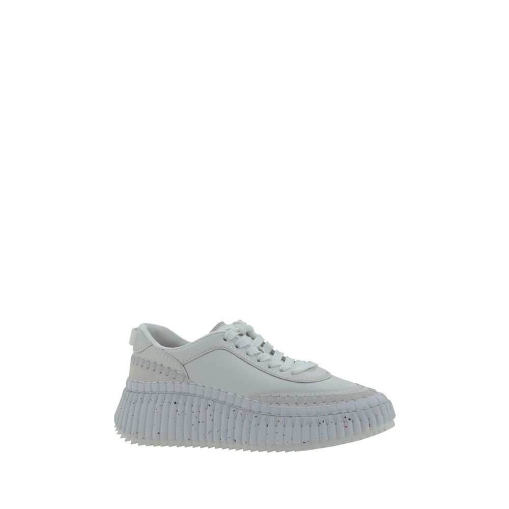 White Calf Leather Bos Taurus Platform Sneakers