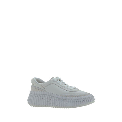 White Calf Leather Bos Taurus Platform Sneakers